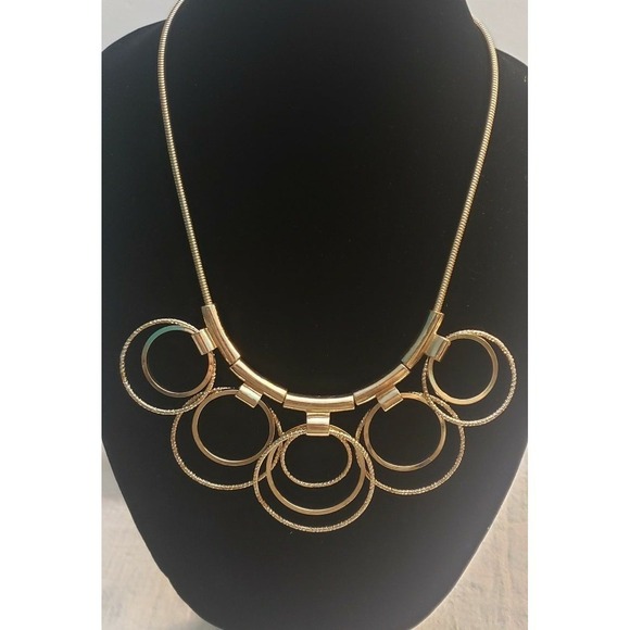 Thalia Sodi Jewelry - Thalia Sodi Gold Tone Statement Necklace Cirlce Pendants on a Snake Chain